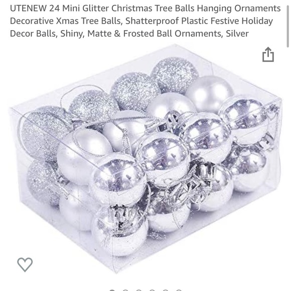UTENEW 24 Mini Glitter Christmas Tree Balls Hanging Ornaments - Picture 2 of 5